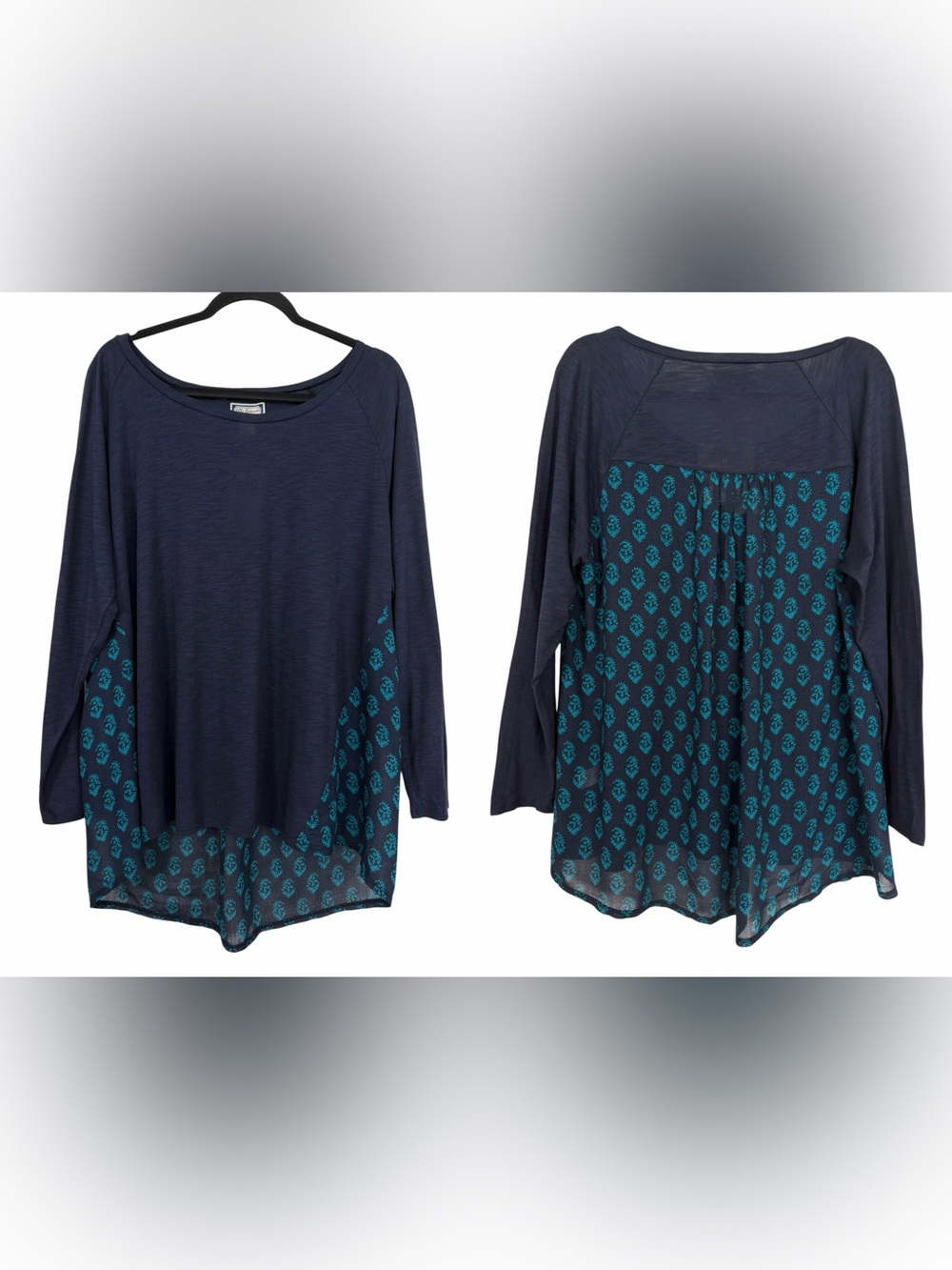 NWT Peter Dunham For Lucky Brand Long Sleeve Lightweight Boho Tunic Top Sz 1X